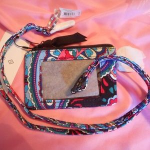 NEW Vera Bradley Zip ID & 'Breakaway' Lanyard - HayMarket Paisley - NWT